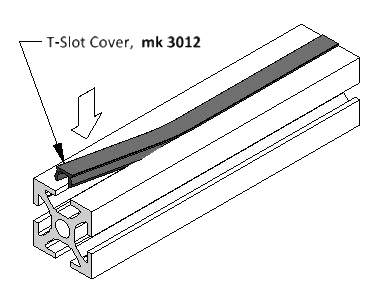 Diagram of a T-Slot Cover being Applied to an Extruded Profile